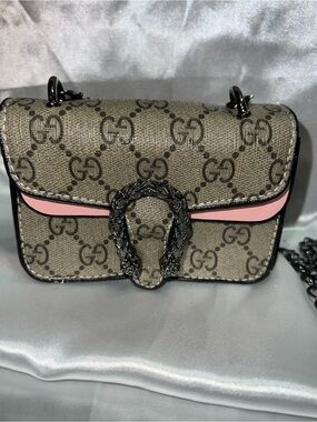 New Inspired Beige GG Monogram Crossbody with Pink Trim